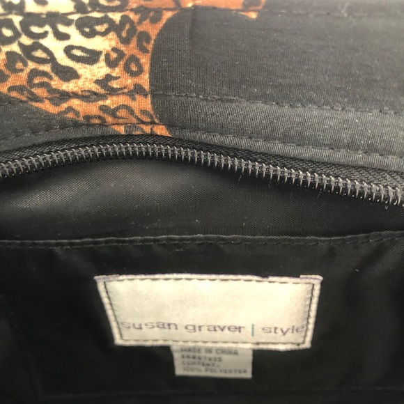 Susan Graver Animal Print Purse in Fabric Vintage Shoulder Bag with Zip Closure - Picture 7 of 8